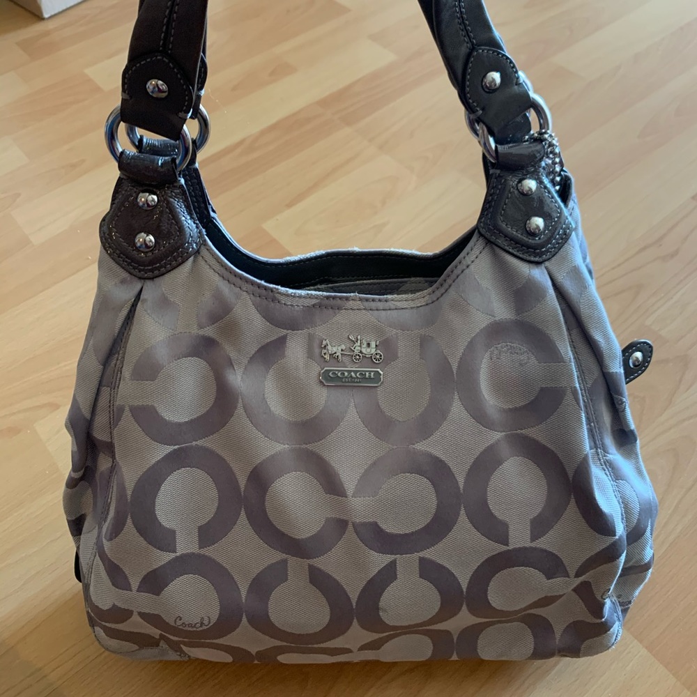 Coach Maggie Optic Purse Grey Canvas Shoulder Bag